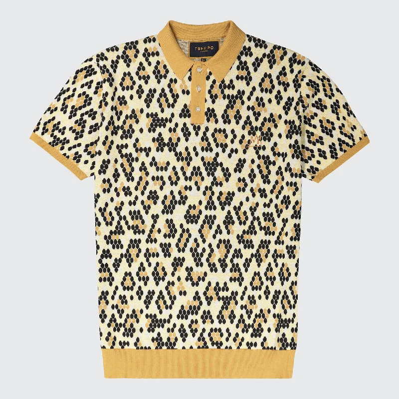 TSHEPO, KNIT POLO, LEOPARD Relaxed Men's Beach