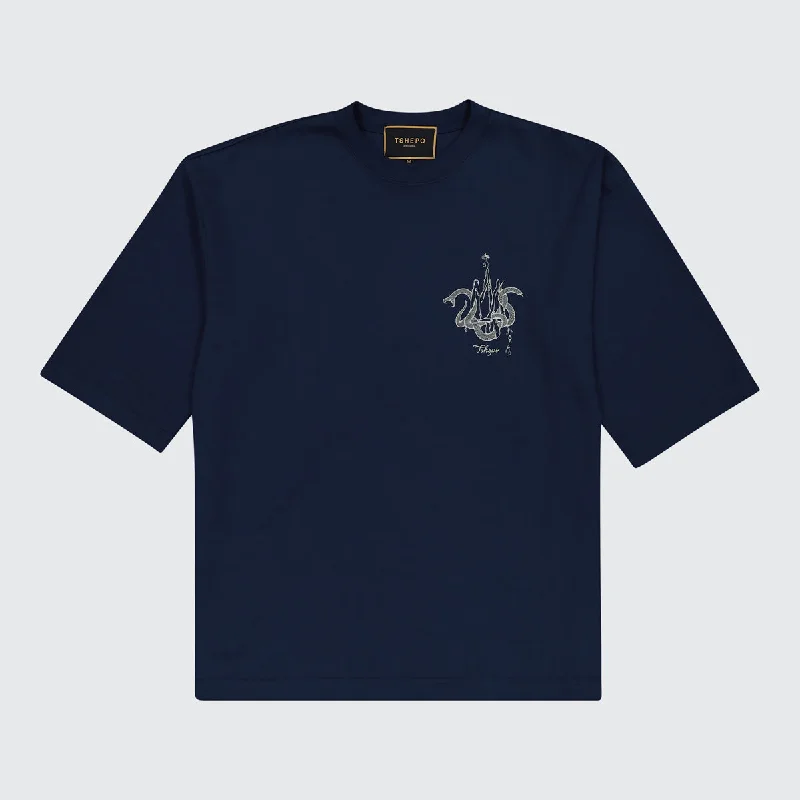 TSHEPO, SERPENT'S CROWN, OVERSIZED T-SHIRT, NAVY Artistic Men's Hand