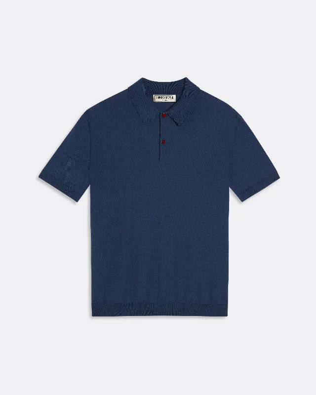 Knit Cotton Polo Shirt Blue Avio Dynamic Men's High