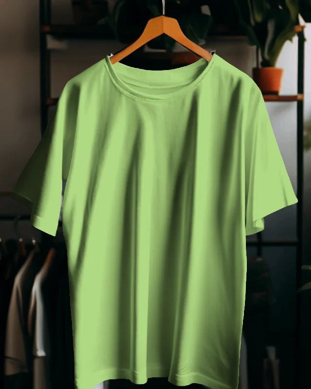 Powder Green 100% cotton bio washed heavy drop shoulder solid oversized tshirt Modern Men's Tech