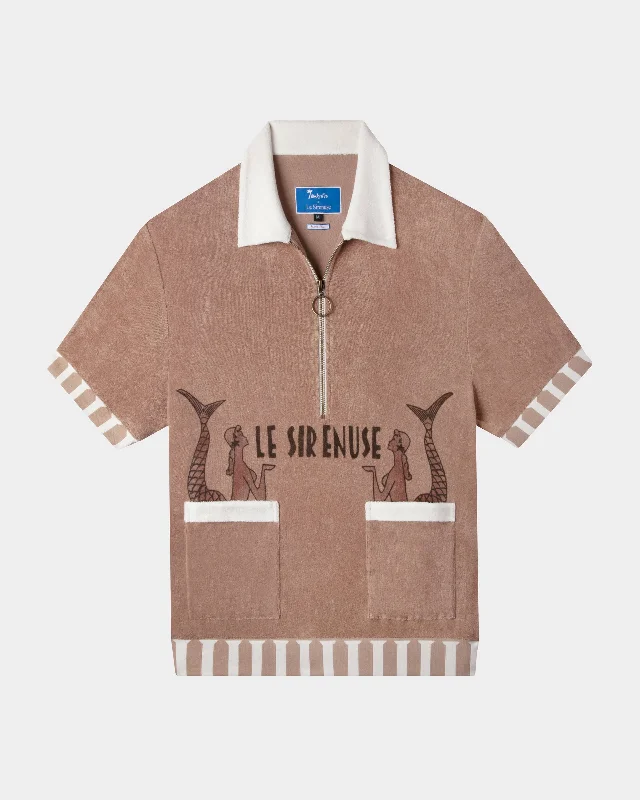 'Le Sirenuse' Half-Zip Cabana Terracotta Casual Men's Short