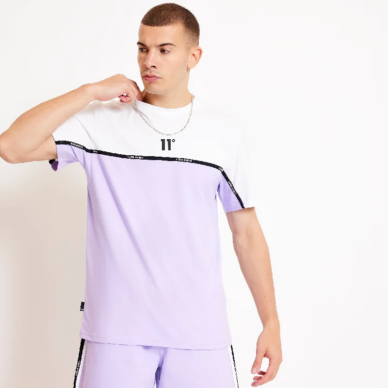 Colour Block Taped T-Shirt - Light Lavender / White Sporty Men's Tennis