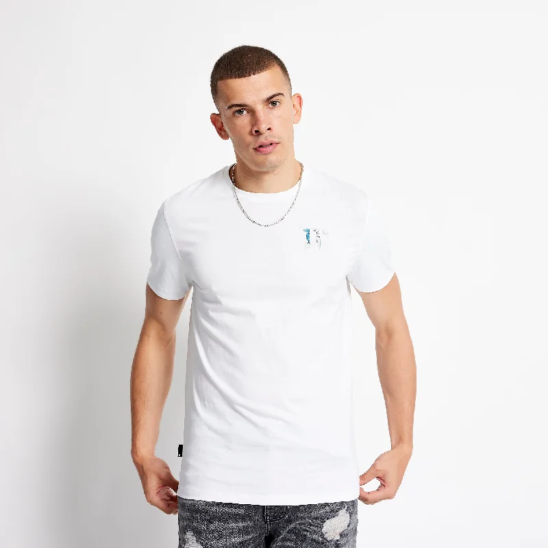 Printed Sleeve Cuff Logo T-Shirt - White / Floral AOP Unique Men's Patch