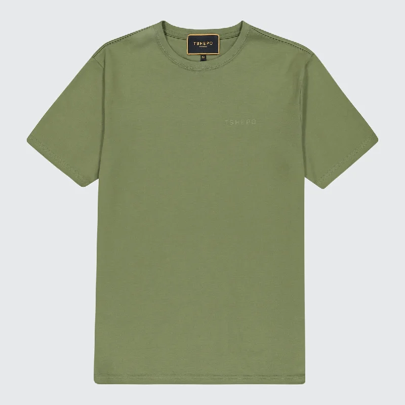 TSHEPO WORDMARK T-SHIRT, OLIVE Earthy Men's Hemp