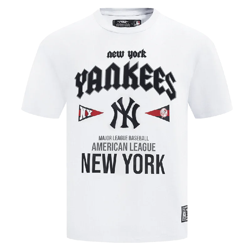 MLB NEW YORK YANKEES CITY TOUR COTTON JERSEY MEN'S DROP SHOULDER TEE (WHITE) Laid