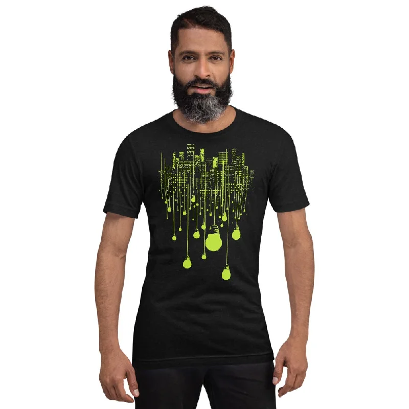 City Lime Green Bulb Lights Multi-Print Short-Sleeve Unisex T-Shirt Modern Men's Geometric