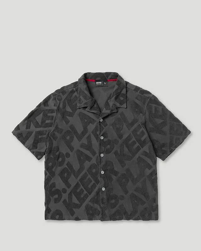 PFK Jacquard Button Shirt Charcoal Unique Men's Upcycled