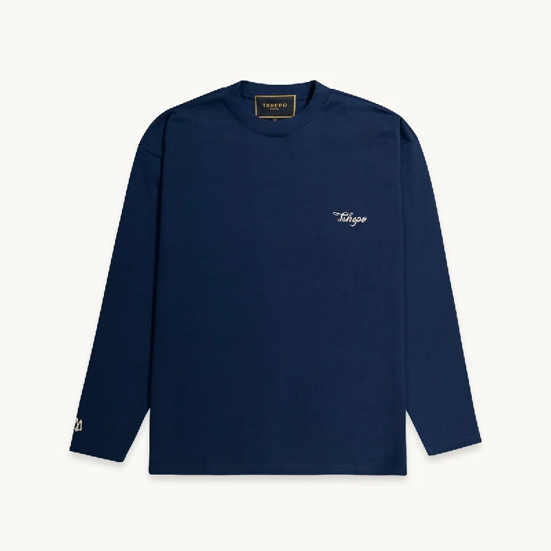 TSHEPO, SIGNATURE, OVERSIZED LONG SLEEVE T-SHIRT, NAVY Bold Men's Animal