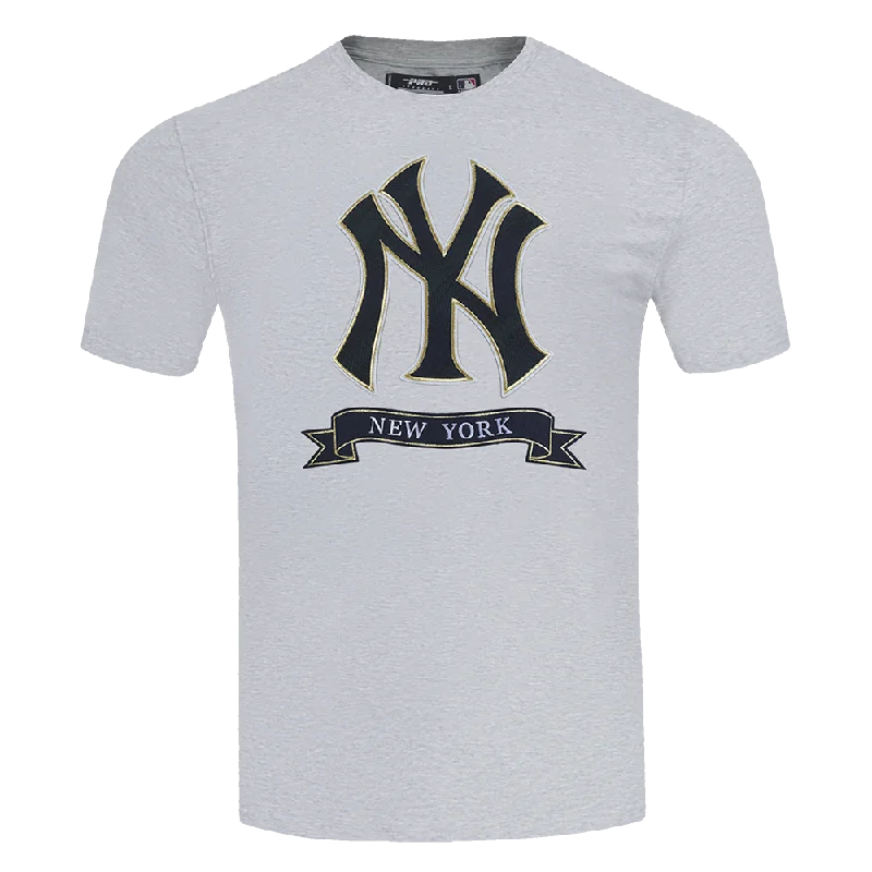 MLB NEW YORK YANKEES PRO PREP SINGLE JERSEY MEN'S TEE (HEATHER GREY) Polished Men's Silk