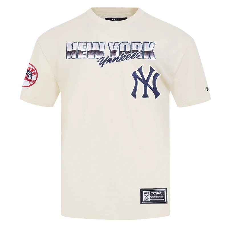 MLB NEW YORK YANKEES CHROME MEN'S COTTON JERSEY DROP SHOULDER TOP (EGGSHELL) Masculine Men's 