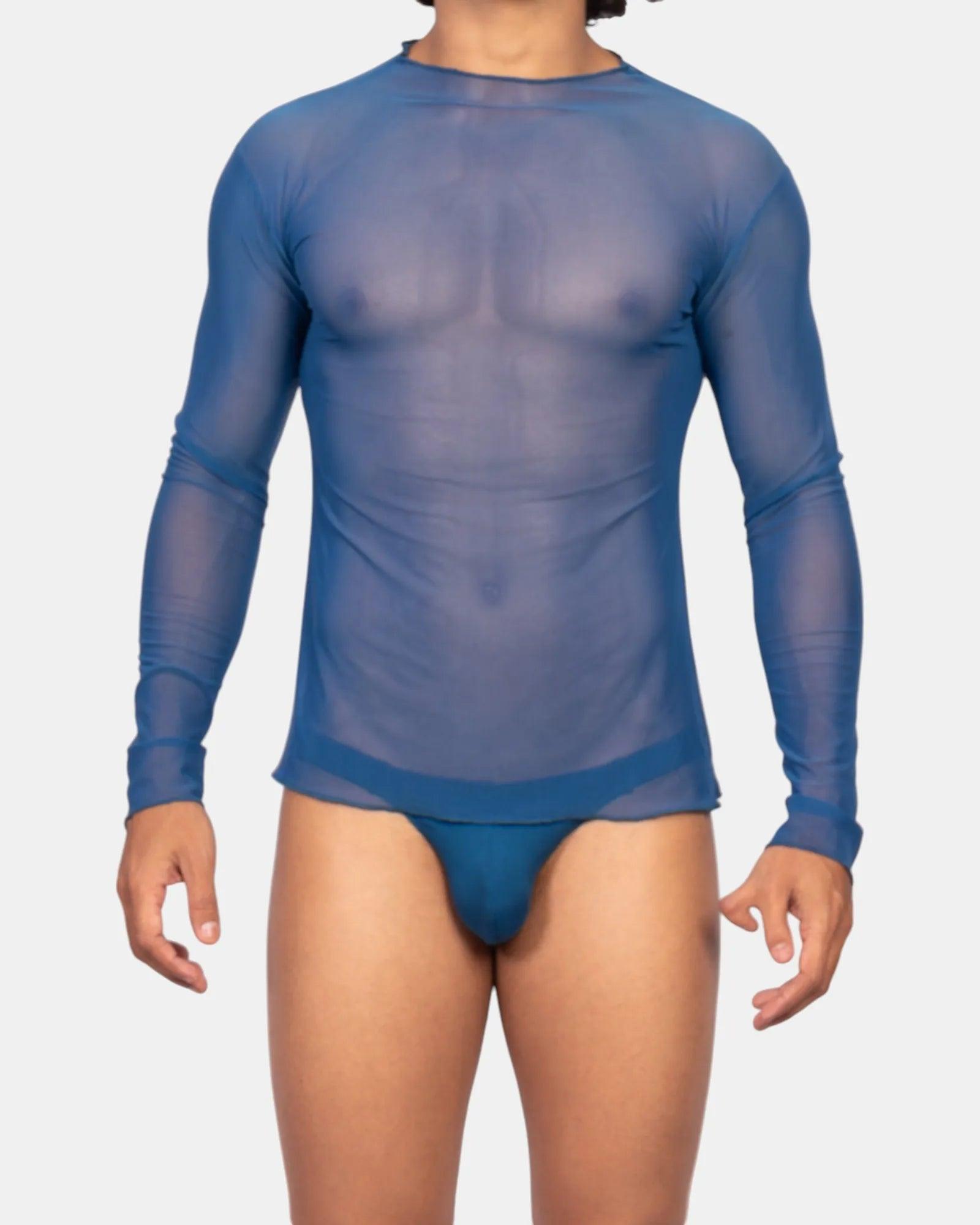 Sheer Seduction Tee /Royal Blue Elegant Men's Cashmere