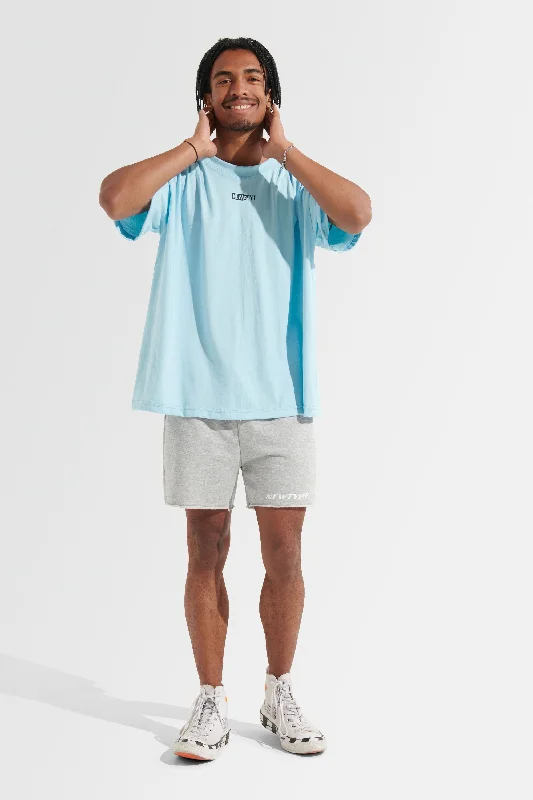 Statement Oversized Tee - Light Blue Preppy Men's College